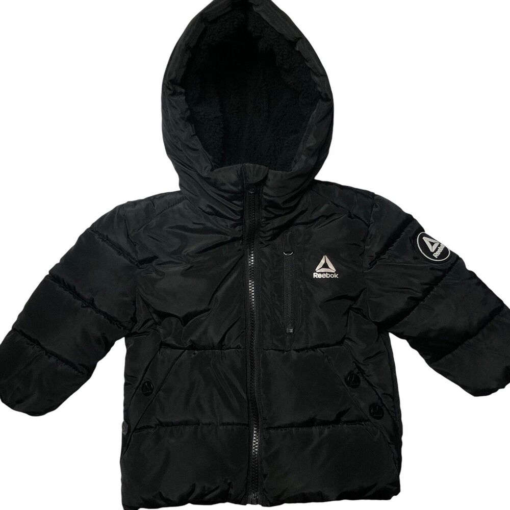 Reebok Boys Black 18mo Coat / Jacket Toddler Puffy Hooded Full Zip Winter Jacket